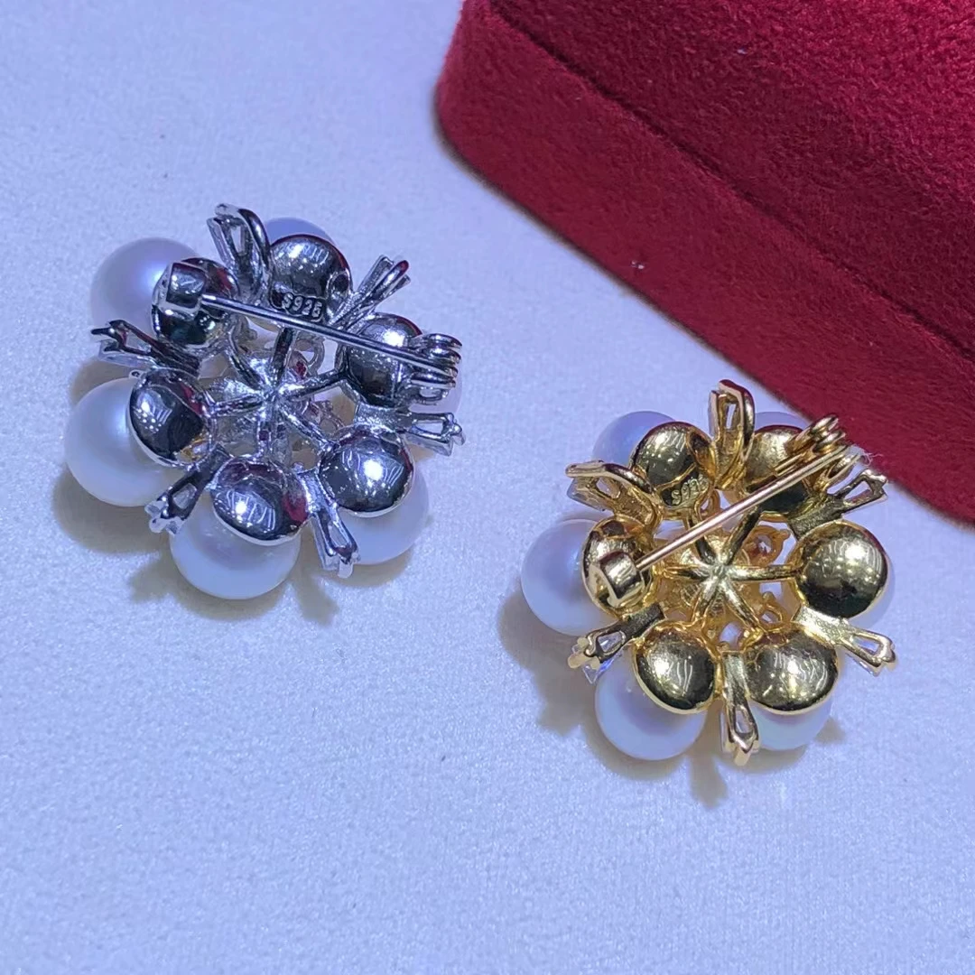 

Женская серебряная подвеска-брошь, аксессуары для аксессуаров с искусственным жемчугом 7-9 мм