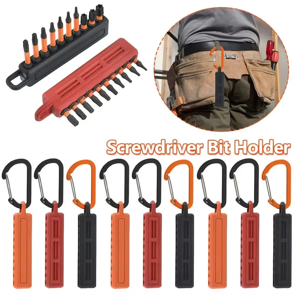 with Carabiner Screwdriver Bit Storage Organizer Plastic Portable Drill Bits Storage Case Shank Holder Screwdriver Bit Holder