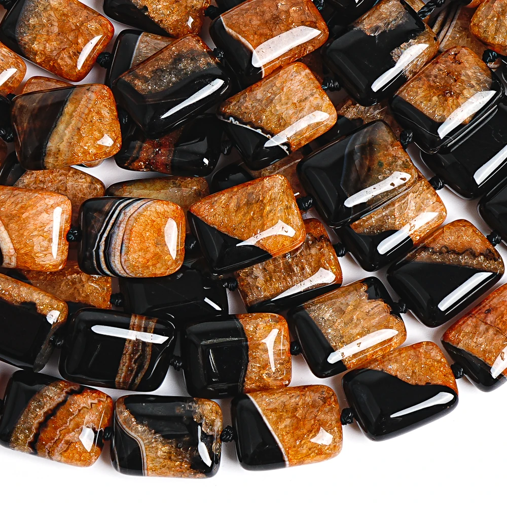 Orange Agate Cubic Beads 20x15mm Handcrafted Square Gemstone Beads Premium Loose Agate Cube Beads for Bracelets Necklaces