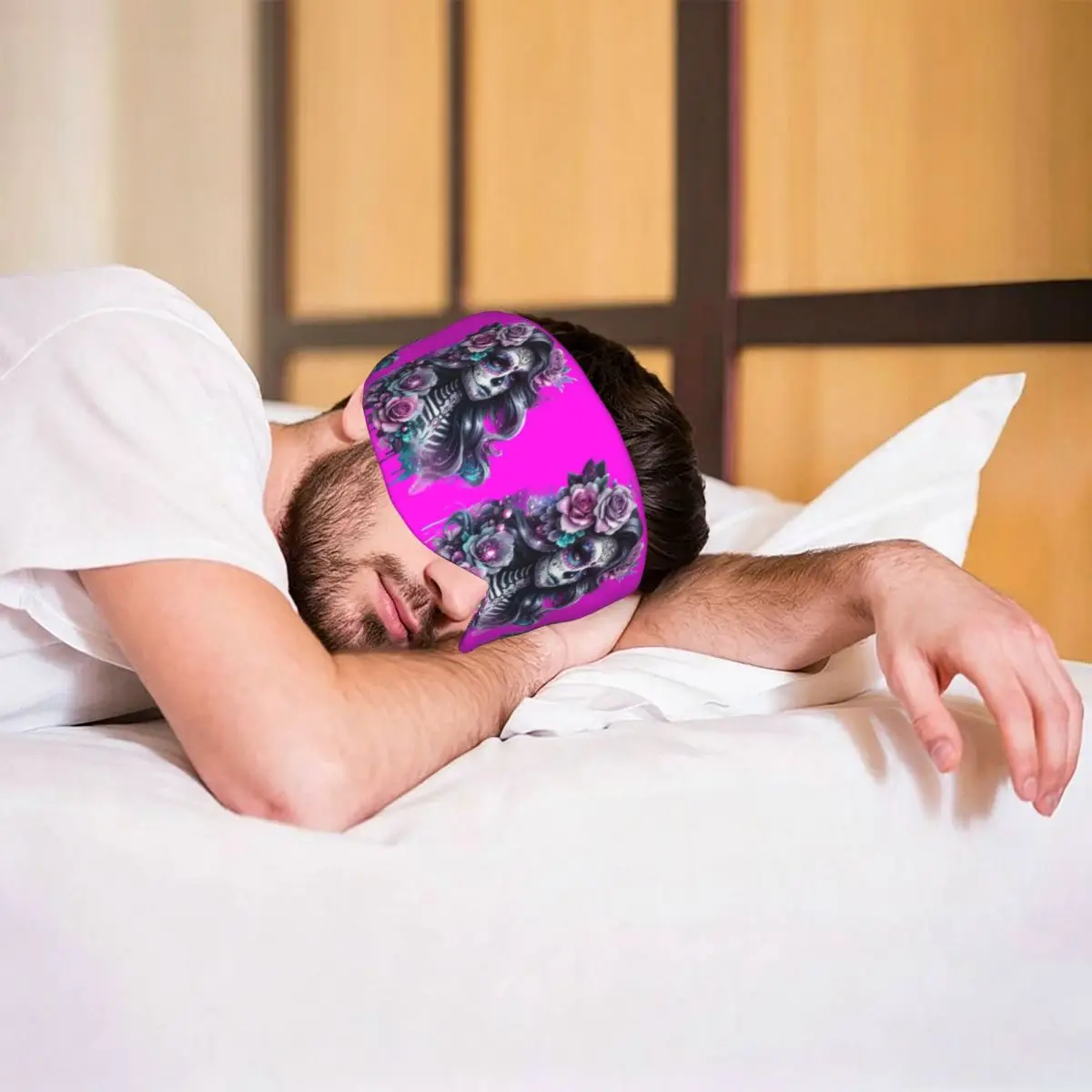 Antifaz para dormir con diseño gótico del Día de Muertos, con calavera y rosas, portátil, para niñas y niños, para el hogar