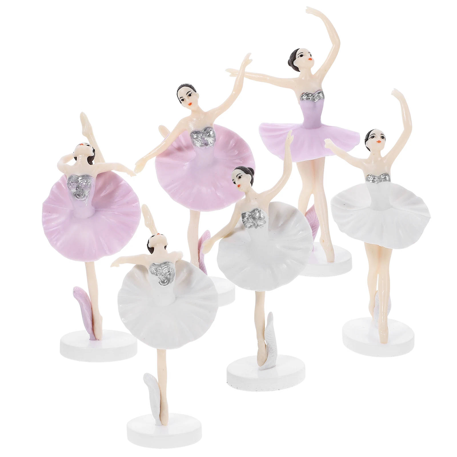 

6pcs Ballet Girl Figurines Plastic Cake Decoration Birthday Parties Home Baking Dessert nament Craft Accessories Girl Cake