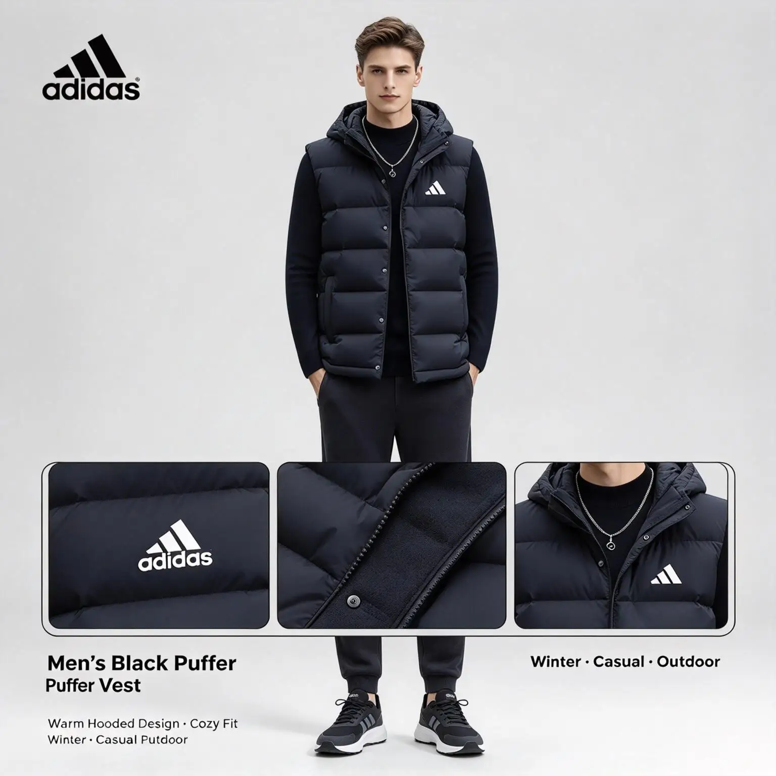 Adidas HELIONIC VEST KH3995 Men's Sleeveless Hooded Warm Down Vest