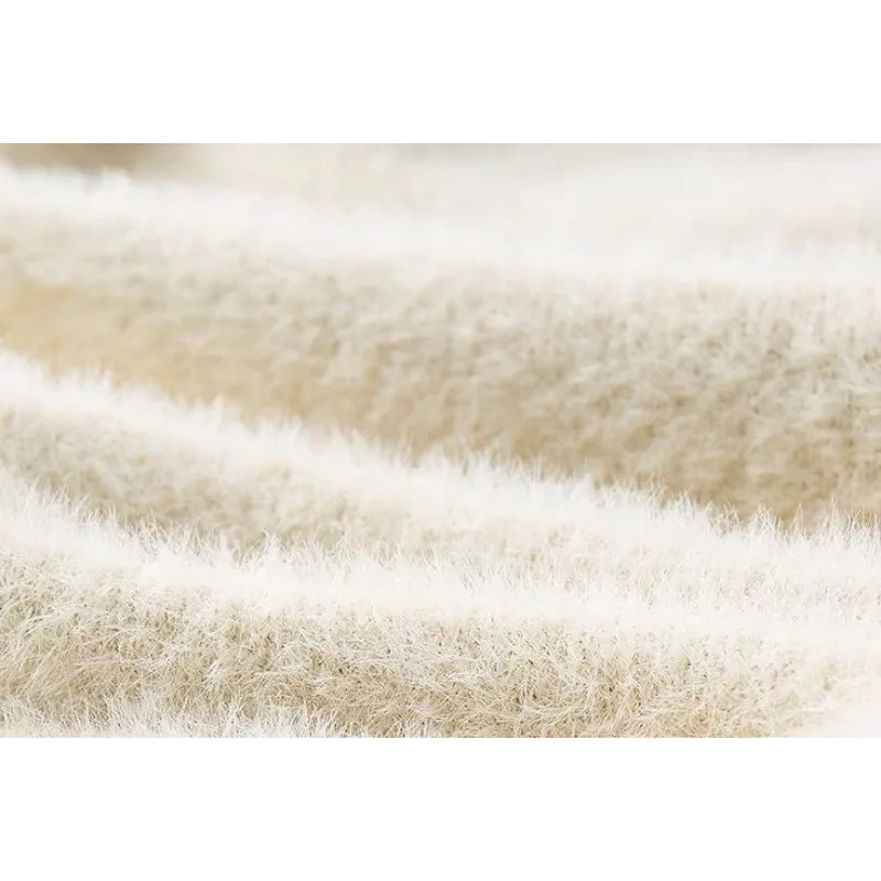 2023 autumn winter new bottom turtleneck slim lapel sweater men short thick fluffy warm loose casual fashion pullover sweater