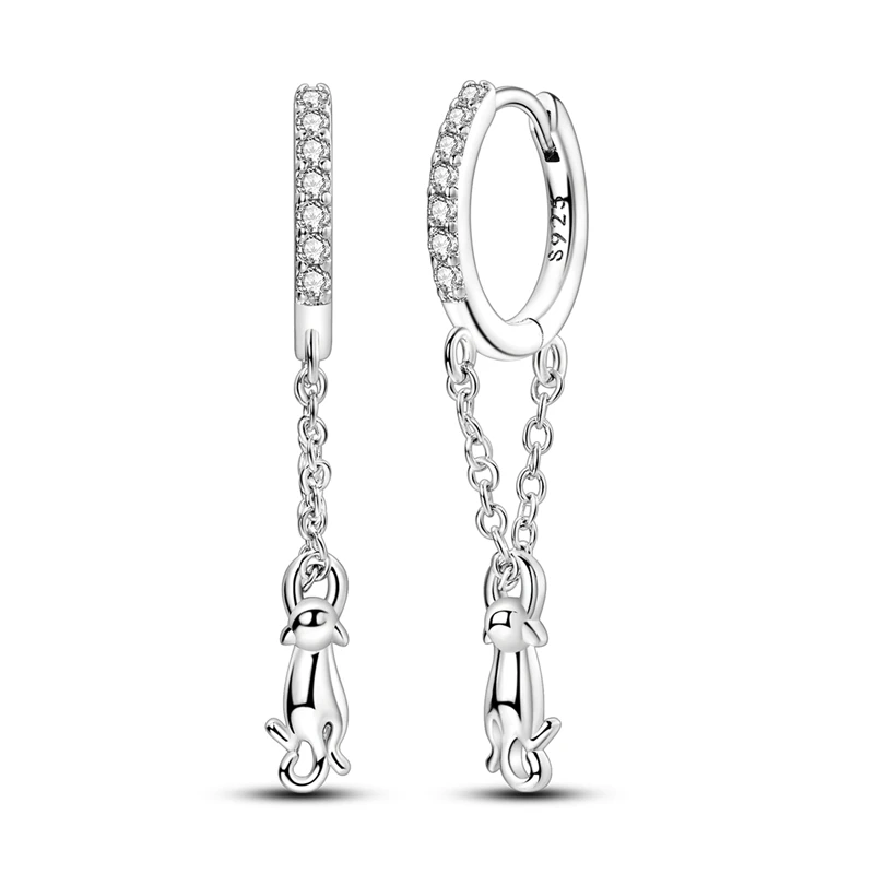 

Серьги из стерлингового серебра 925 пробы, женские серьги-капли с кисточками и котом на годовщину, свадебные украшения, подарки
