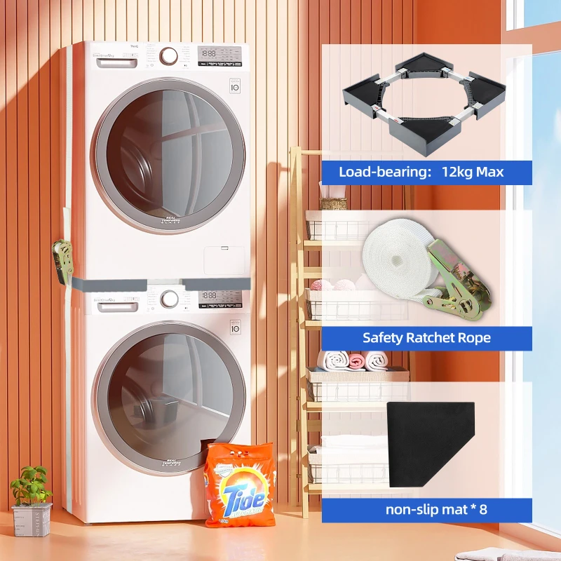 household-washing-machine-dryer-stacking-rack-height-adjustable-pulley-storage-rack-refrigerator-thickened-mobile-bracket