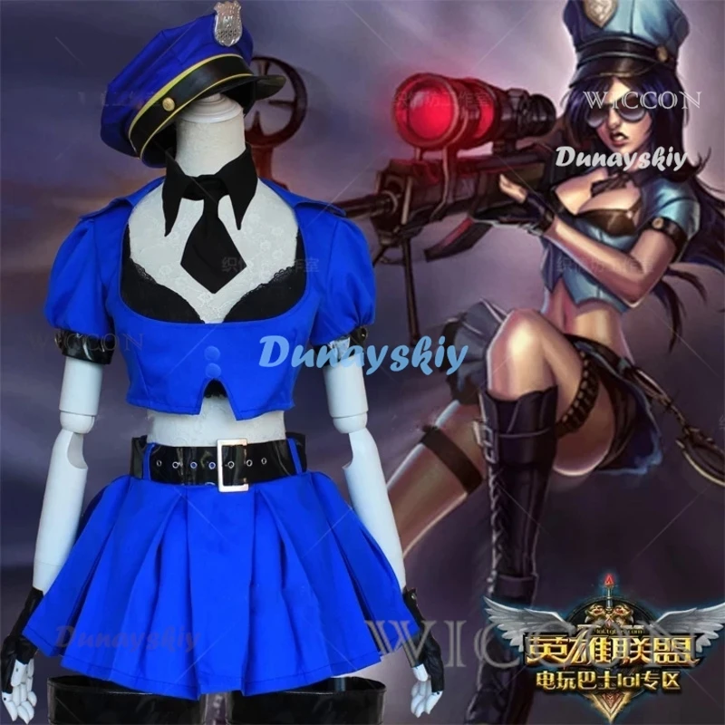 

Caitlyn Cosplay Costume The Sheriff Of Piltover Officer Kiramman Costume Full Set Fancy Dress For Girls Halloween Costumes
