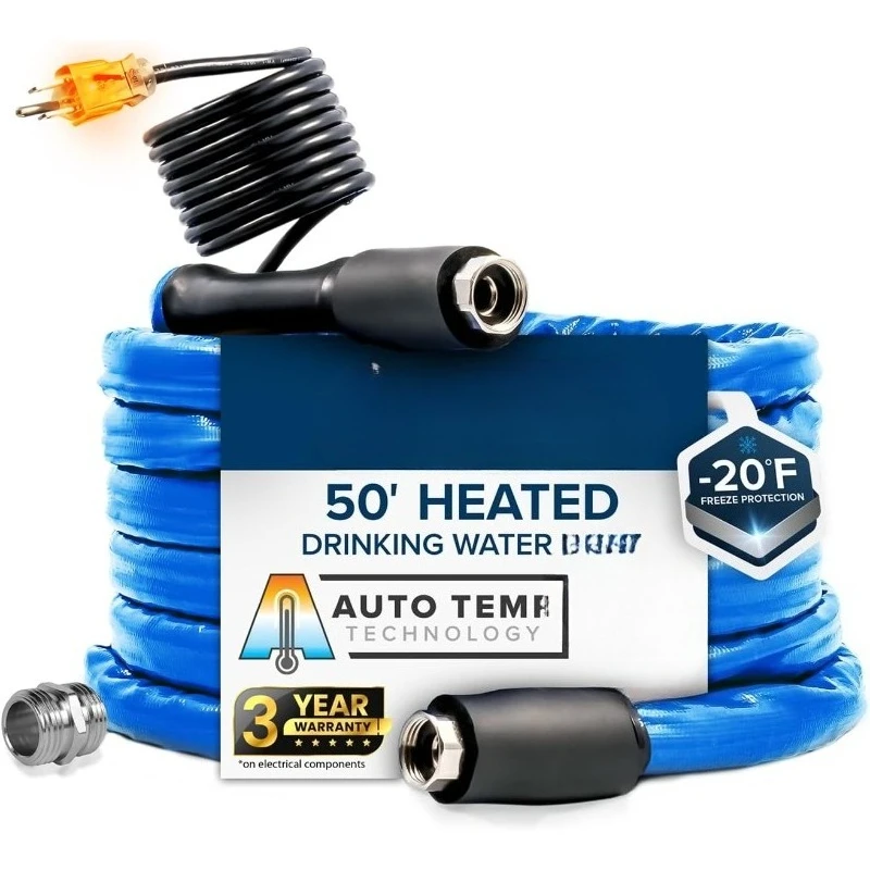 خرطوم ماء ساخن 50 بوصة لـ RV - يمنع التجميد حتى -20 °   — معتمد لمياه الشرب وخالي من الرصاص - رائع للمخيمات