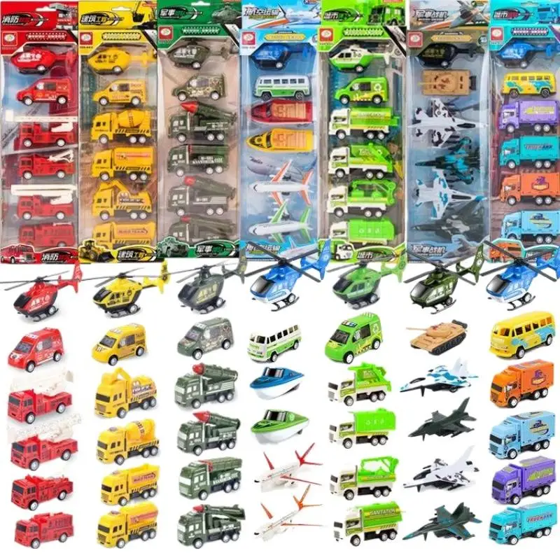 Regalos ideales para niños, 4/6 piezas, juguetes de camiones sanitarios de inercia, modelos de vehículos de ingeniería