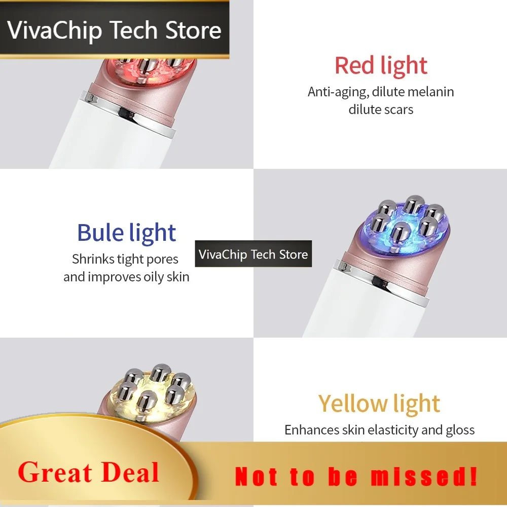 VivaCTMini EMS Eye Massager ION Heat Eye Facial Lifting Massager Anti Wrinkle LED Light Photon Therapy Skin Rejuvenation Beauty