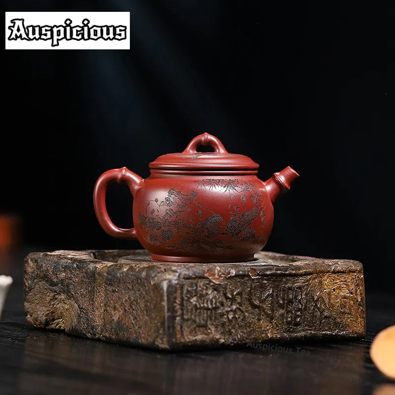 

200ml Authentic Yixing Purple Clay Teapots Handmade Round Drum Pot Raw Ore Dragon's Blood Sand Mud Kettle Zisha Tea Set Gifts