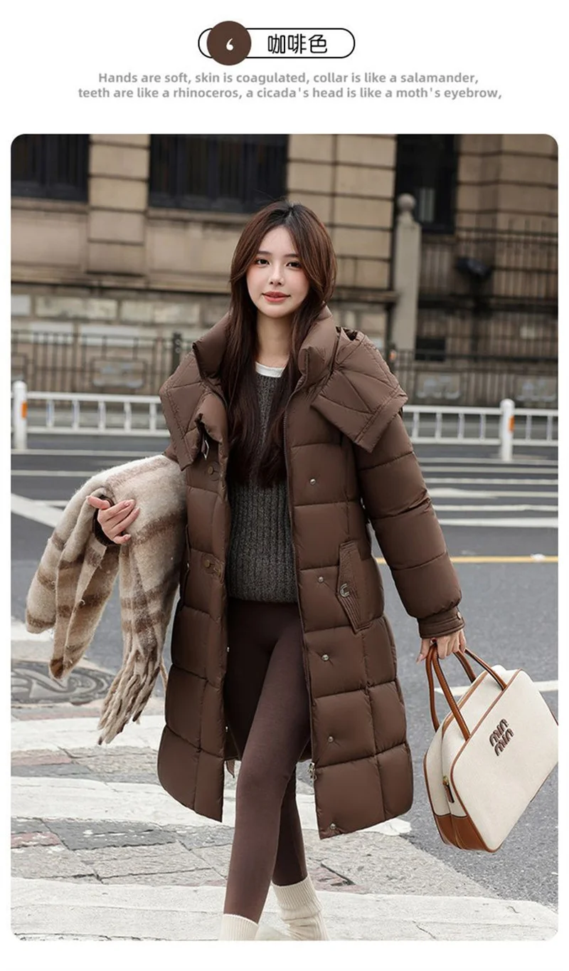 Damska kurtka bawełniana wyszczuplająca talię, nowa, ekskluzywna kurtka bawełniana na zimę 2025, pogrubiona i ciepła modna kurtka bawełniana.