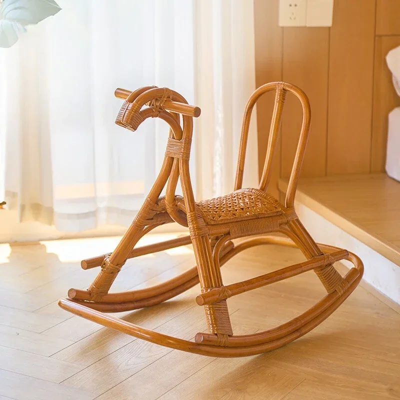 universal indoors and outdoors, rocking horse balcony baby, Trojan horse small rocking horse, rattan skin rocking horse