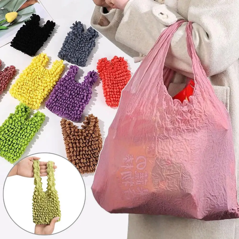 Creative Magic Expansion Fold Pleated Flexible Stretch Bags Shopping Bag Large Capacity Multi Purpose Bubble Elastic Paddy Bag