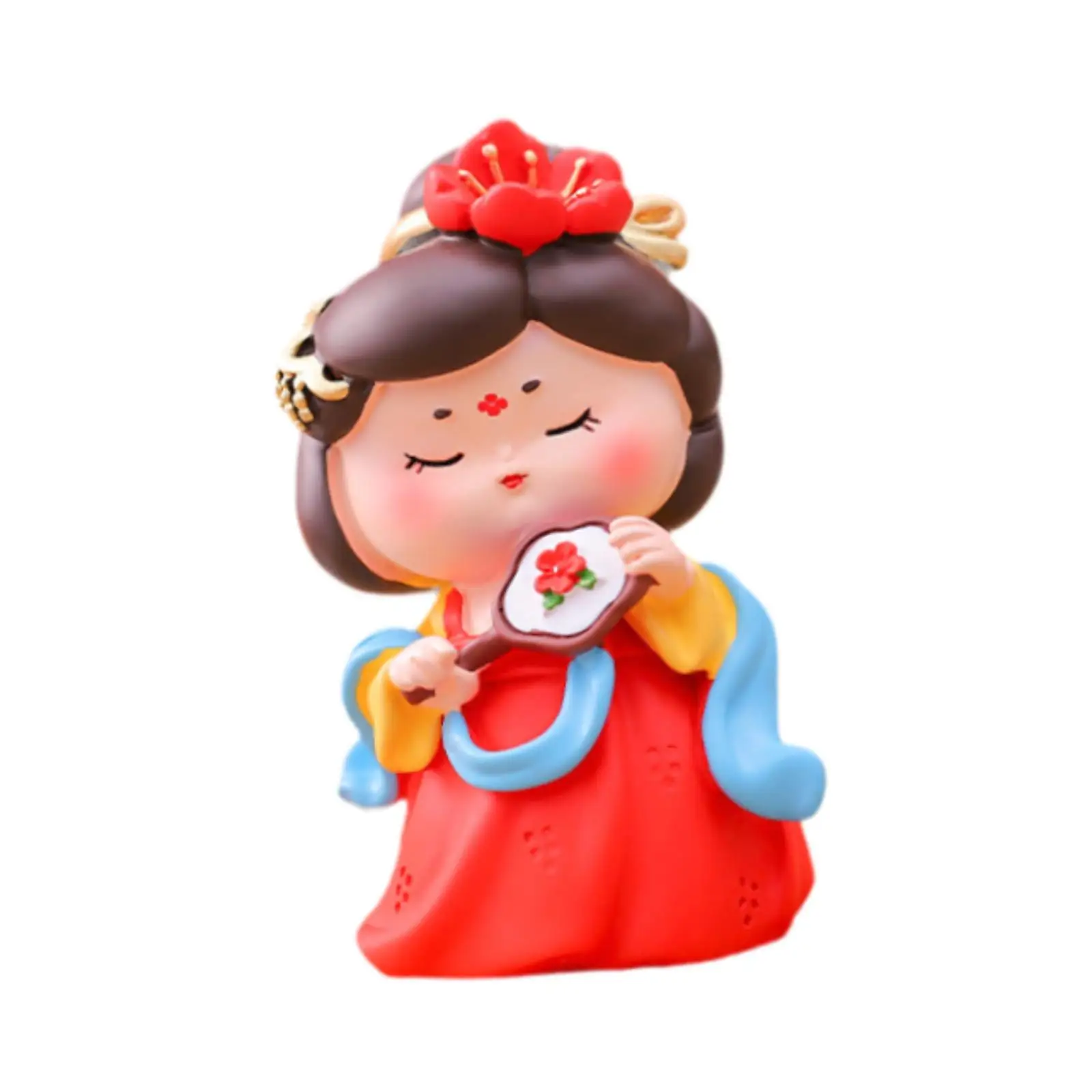Cartoon Tang Dynasty Lady Statue Collectible Resin Sculpture Handicraft Tabletop Ornament for Weddings Party Multifunctional