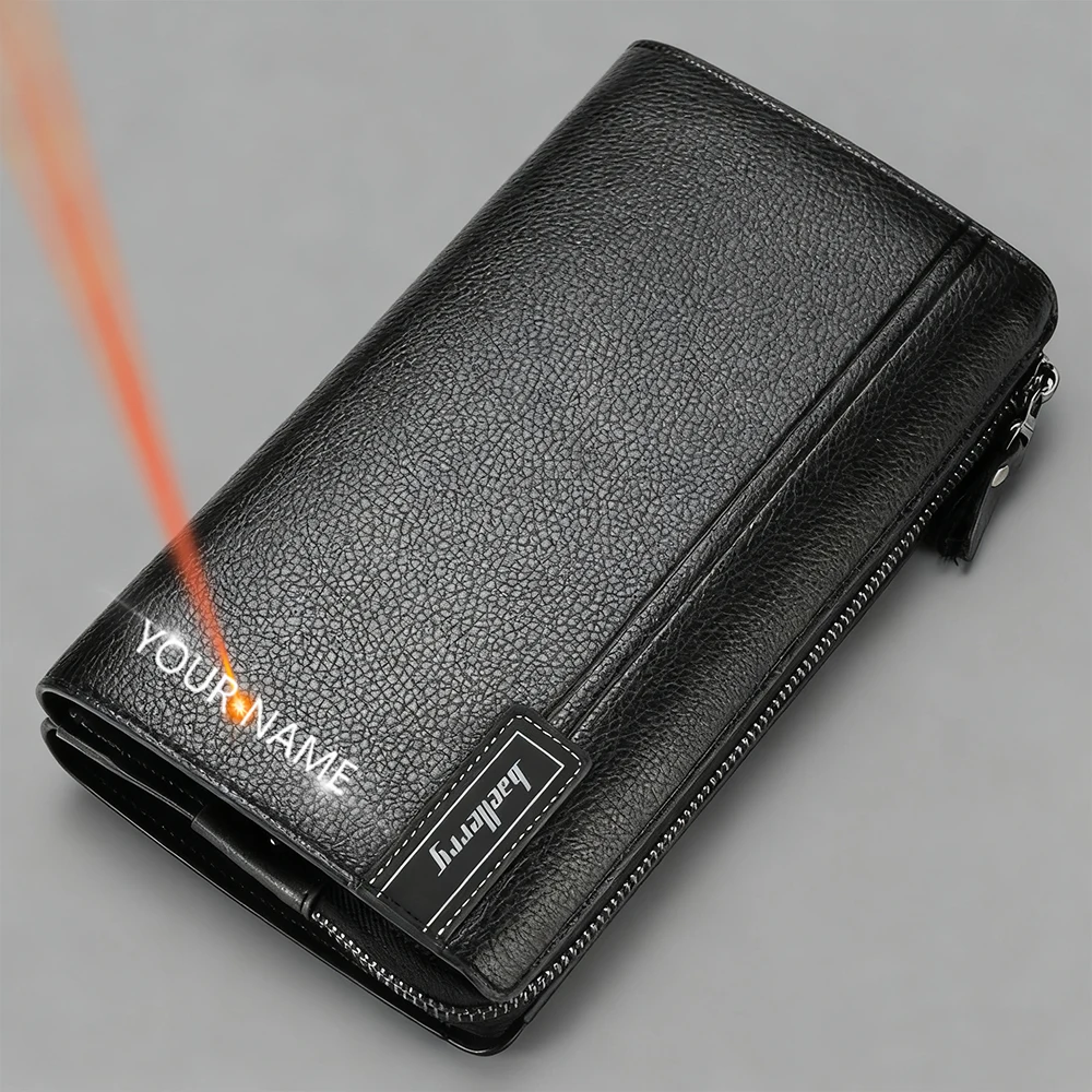 

Мужские кошельки Baellerry большой емкости, сумка с гравировкой имени, карман для телефона, карман для карточек, многофункциональная мужская сумка высокого качества