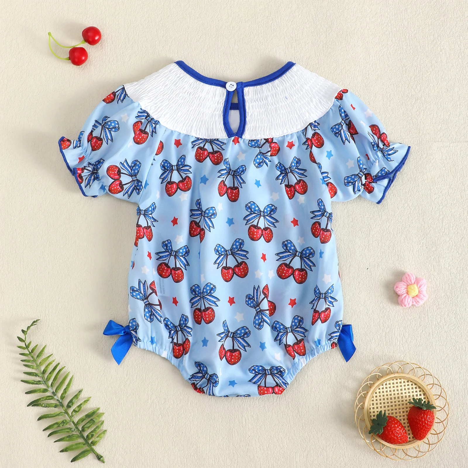 Baby Girl Summer round Neck Print Short Sleeve Romper Onesie Infant Clothing Comfortable Soft Fabric Baby Clothes