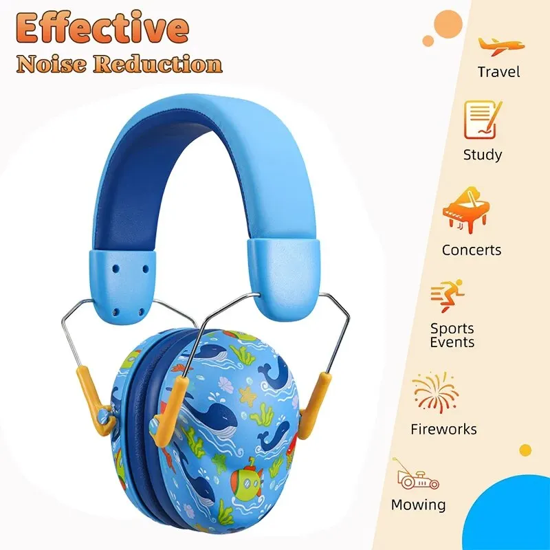 Kids Ear Protection Baby Noise Earmuffs Noise Reduction Ear Defenders Cute Cartoon Print Children Sound Sensitivity Noise Damper