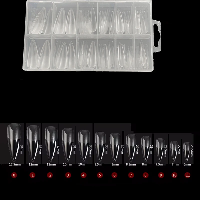 120 件 False Nails Semi-Frosted Clear Coffin Fake Nail Tips Press on Nails Soak Off Full Cover Nail Capsule for Extension