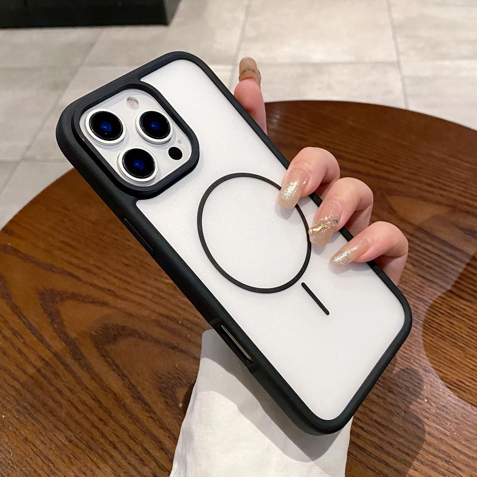 Матовый чехол Magsafe для iPhone 16, 15, 14, Pro Max Plus 13, 12, чехлы с магнитной беспроводной зарядкой, тонкий твердый чехол
