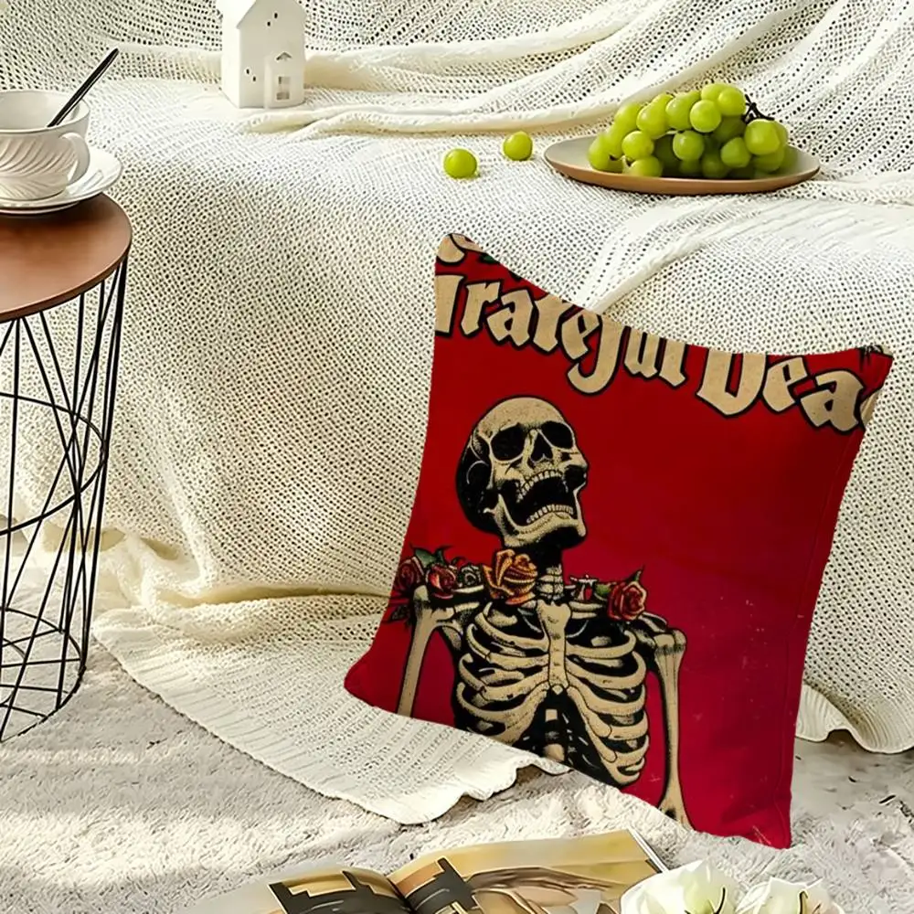 Rock B-Band G-Grateful D-Dead Pillow Case Sofa Living Room for Bedroom Headboard Backrest Cushion Square Nap Time