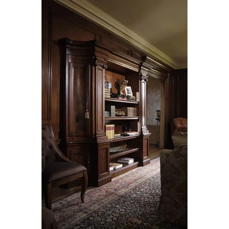 for  Solid Wood Bookcase with Column and Cabinet Door American Neoclassical Style  Living Room Office Study