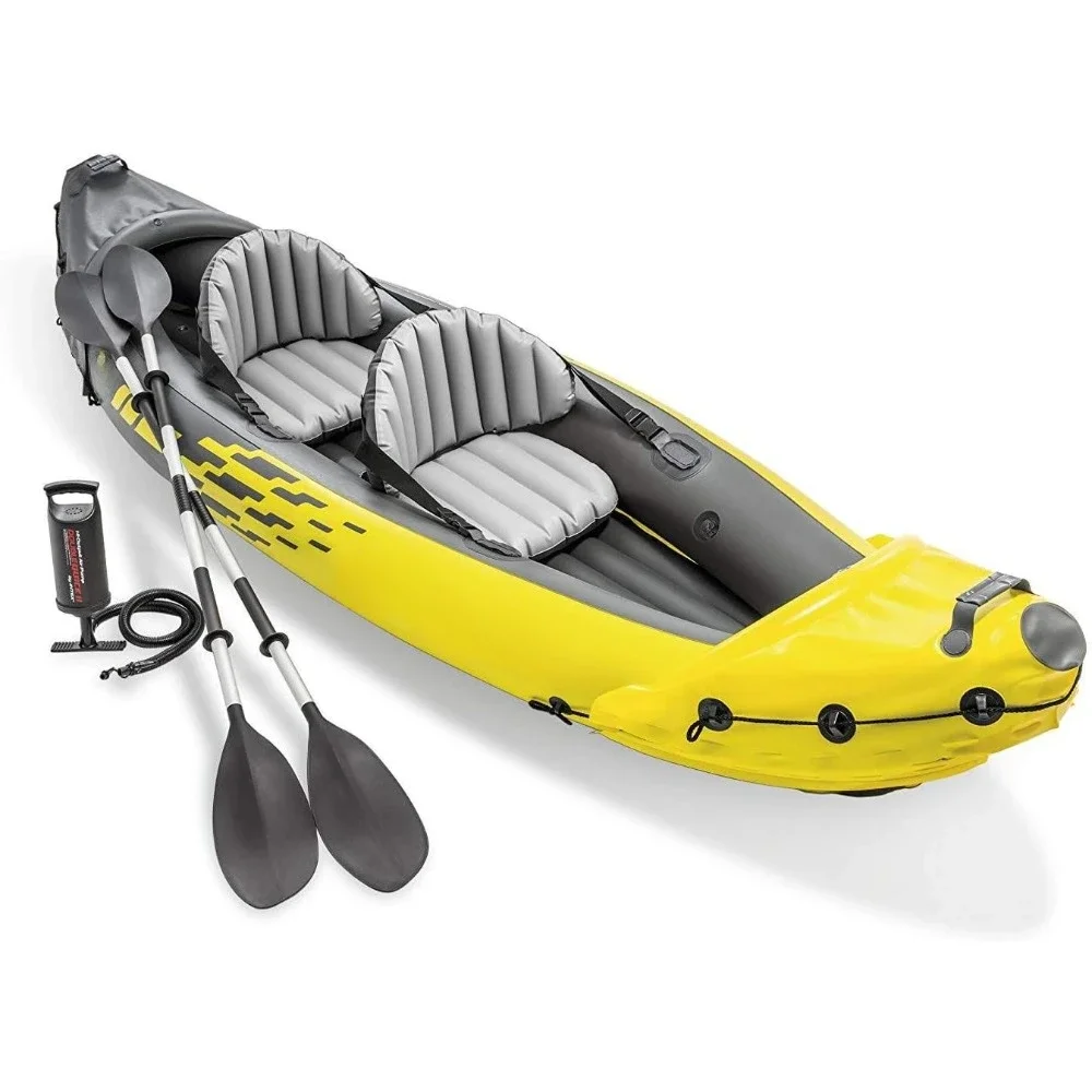 

Inflatable Kayak Includes Deluxe 86in Aluminum Oars and High-Output Pump Adjustable Seats with Backrest 400lb Weight Capacity