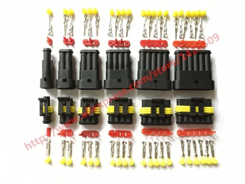 AMP Tyco Superseal 1.5 Kit 1/2/3/4/5/6 Pin Female Male Waterproof Electrical Wire Cable Automotive Connector Car Plug