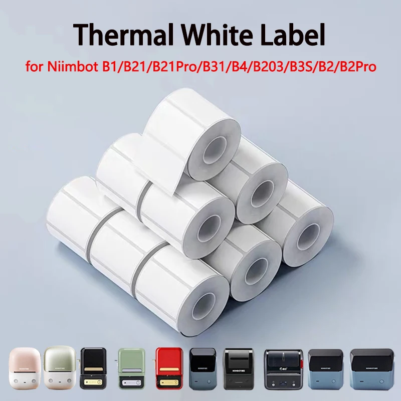 

Термоэтикетки Niimbot B1/B21/B2Pro/B3S/B203/B31/B4 White Label для одежды, ценников, продуктов, самоклеящиеся, водонепроницаемые, с штрихкодом