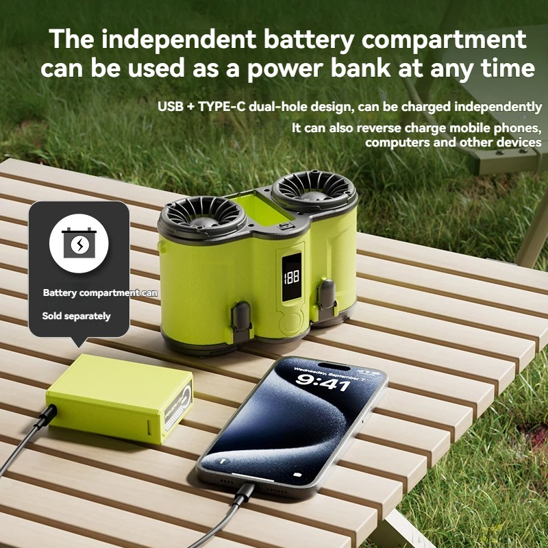 Waist mounted fan portable outdoor cooling device for construction sites, USB 100 speed cooling 6000mAh