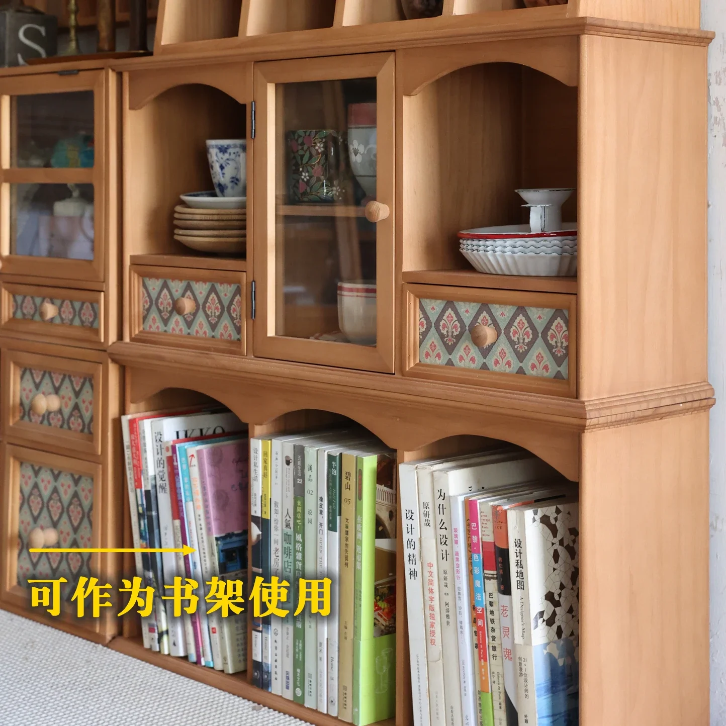 Adjustable Wooden Storage Rack, 3-Compartment Bookshelf, Removable Shelves, Solid Pine, Tabletop Organizer, Home Decor