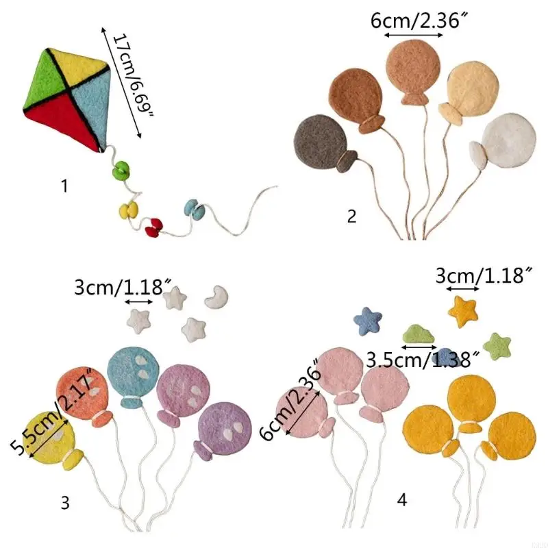 K92D Baby Wool Felt บอลลูน Cloud ดาว Moon ตกแต่งทารกแรกเกิดการถ่ายภาพ Prop
