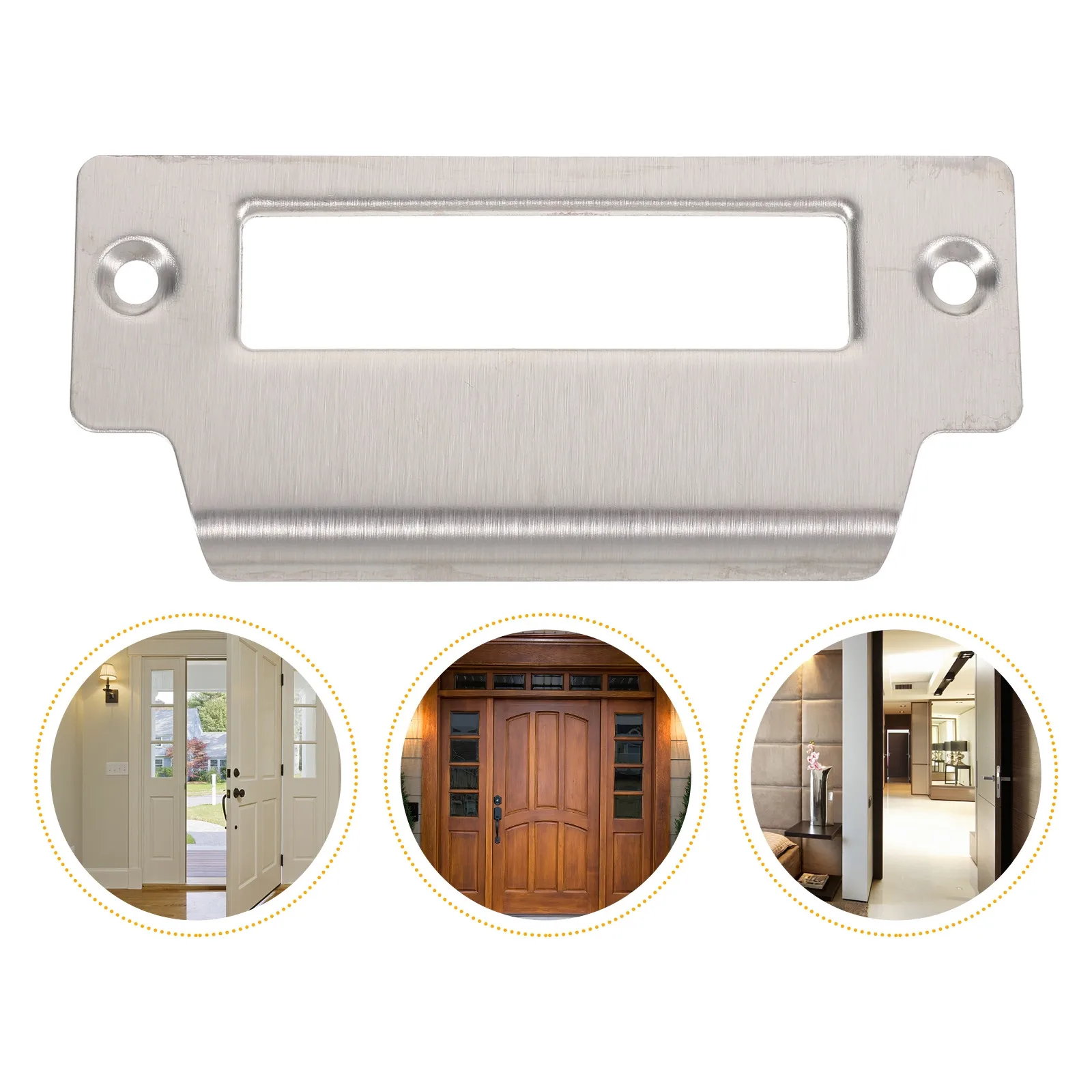 

1Set Metal Door Security Plate Stainless Steel Strike Reinforcement Plate Lock Guard Replacement Door Security Device