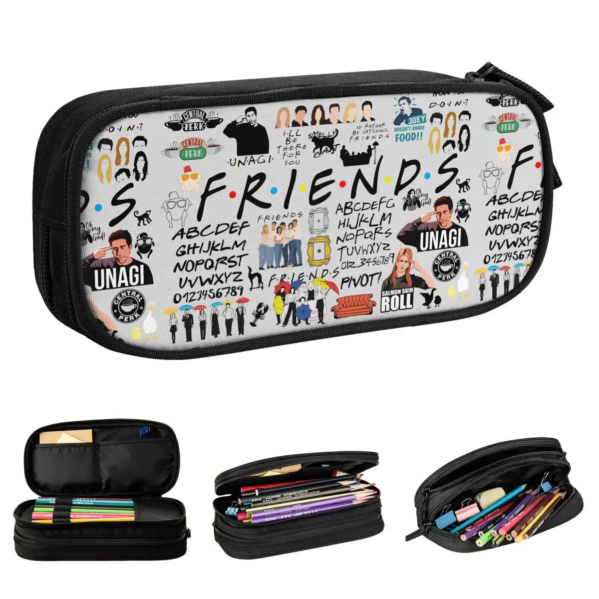 

Fun Friends TV Show American Pencil Cases Cartoon Central Perk Pencilcases Pen Box for Student Bags Students School Stationery