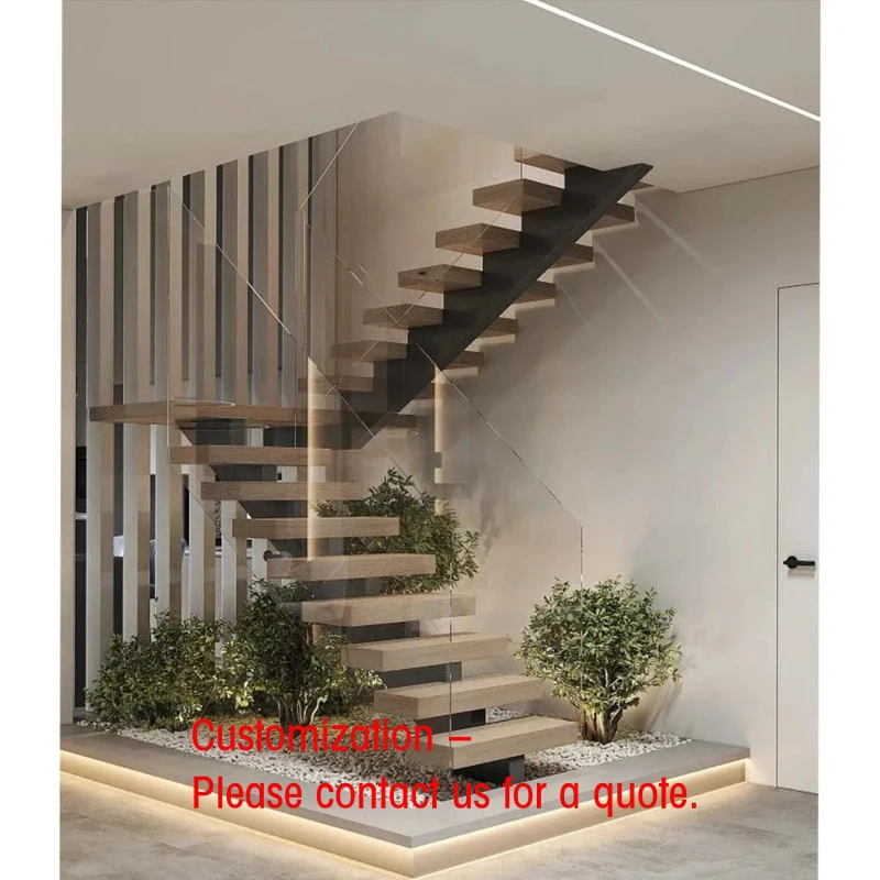 custom.CBMmart Stainless Steel Beam Straight Stairs Mono Stringer Staircase Dismountable Fabricated Steel Escalier