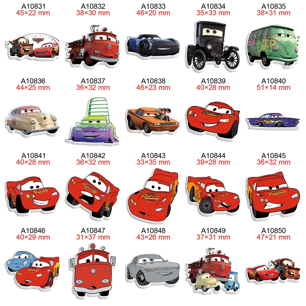 พิมพ์การ์ตูนรถยนต์ดิสนีย์เรซิ่น Flatback Planar 30Pcs สำหรับ DIY Hairbows อุปกรณ์งานประดิษฐ์ตกแต่งวันหยุด Charms