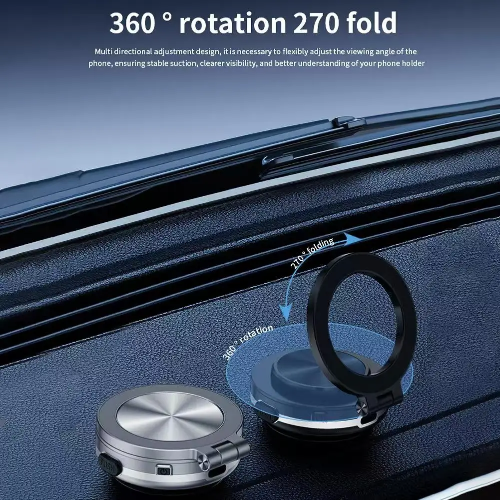 360° Rotate Phone Holder Magnetic Vacuum Adsorption Car Strong Suction Cup Mount Electric Magnetic Car Phone Holder Mount