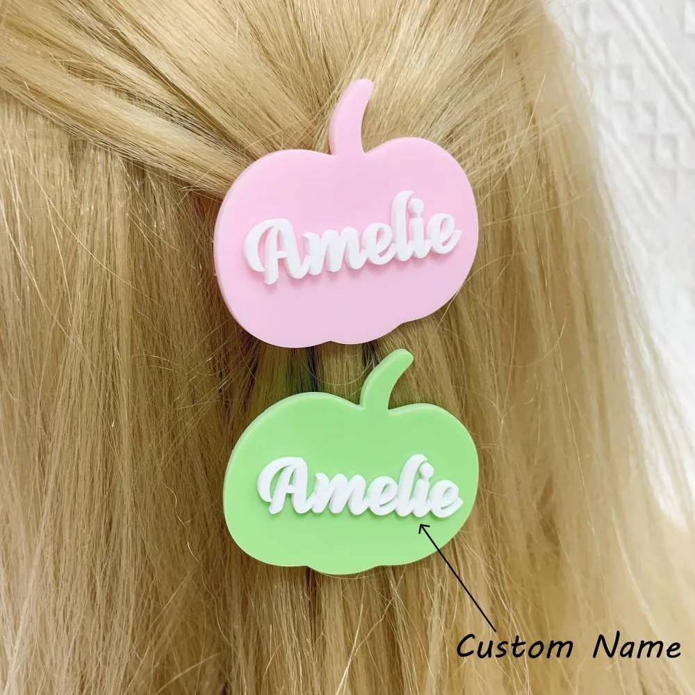 

Customized Name Hair Clips Multicolor Glitter Sequin Hairpins Wedding Party Hair Accessories Personalized Pink Apple Hair Clip