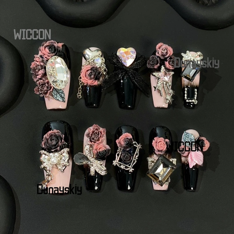 

Черный, розовый, градиент, роза, сладкий, крутой, пикантная девушка, костюмы для косплея, аксессуары, крутые ногти, Джирай Кэй, готическая темная вечеринка, Хэллоуин