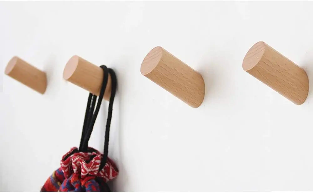 

Набор из 4 деревянных настенных крючков в деревенском стиле, прочные вешалки для пальто и шляп, для ванной комнаты, для полотенец и одежды, из бука