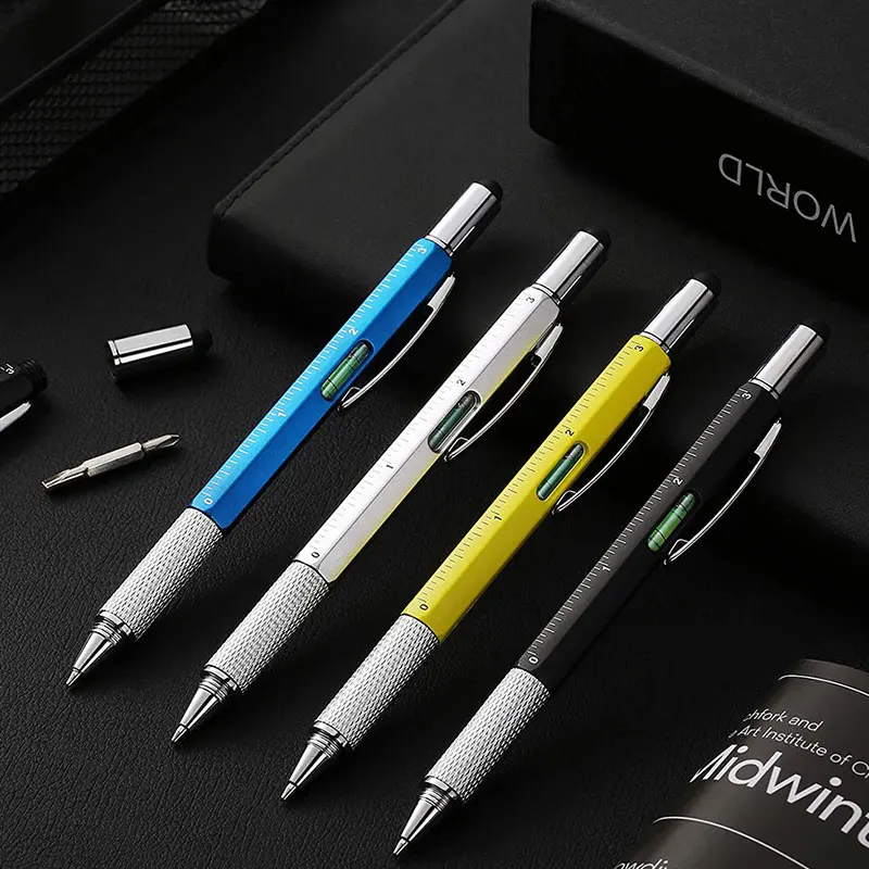 Bolígrafo multifunción de 8 colores, destornillador, regla, nivel de espíritu, papelería creativa, regalo para estudiantes de escuela, lápiz óptico