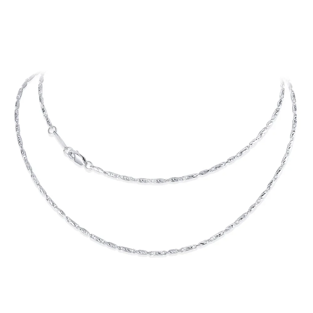 HOT SALE S925 Silver Flash Horseshoe Chain Versatile Neck Chain 1mm Wide Necklace 60cm Adjustable Wedding Jewelry