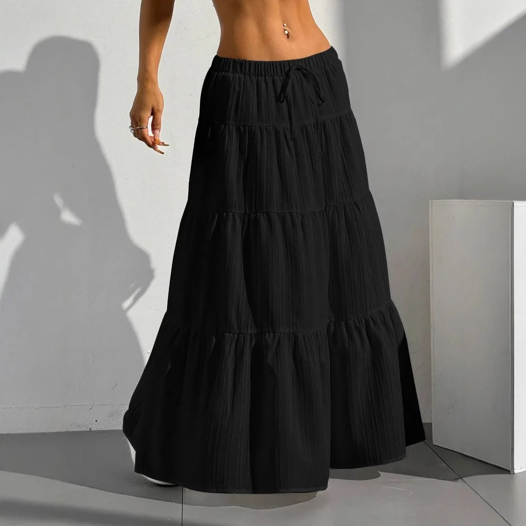 Neu 2025, Damen-Rock, weiß, lockere Taille, halbrunder Rock mit Schleife, großer Swing-Rock, lässige SLE-Standversion, andere Materialien