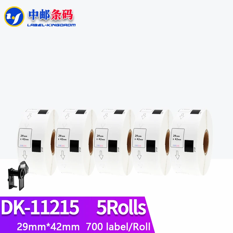 5Rolls Compatible DK-11215 Label 29mm*42mm Die Cut Work for Brother Printer White Paper DK11215 DK-1215