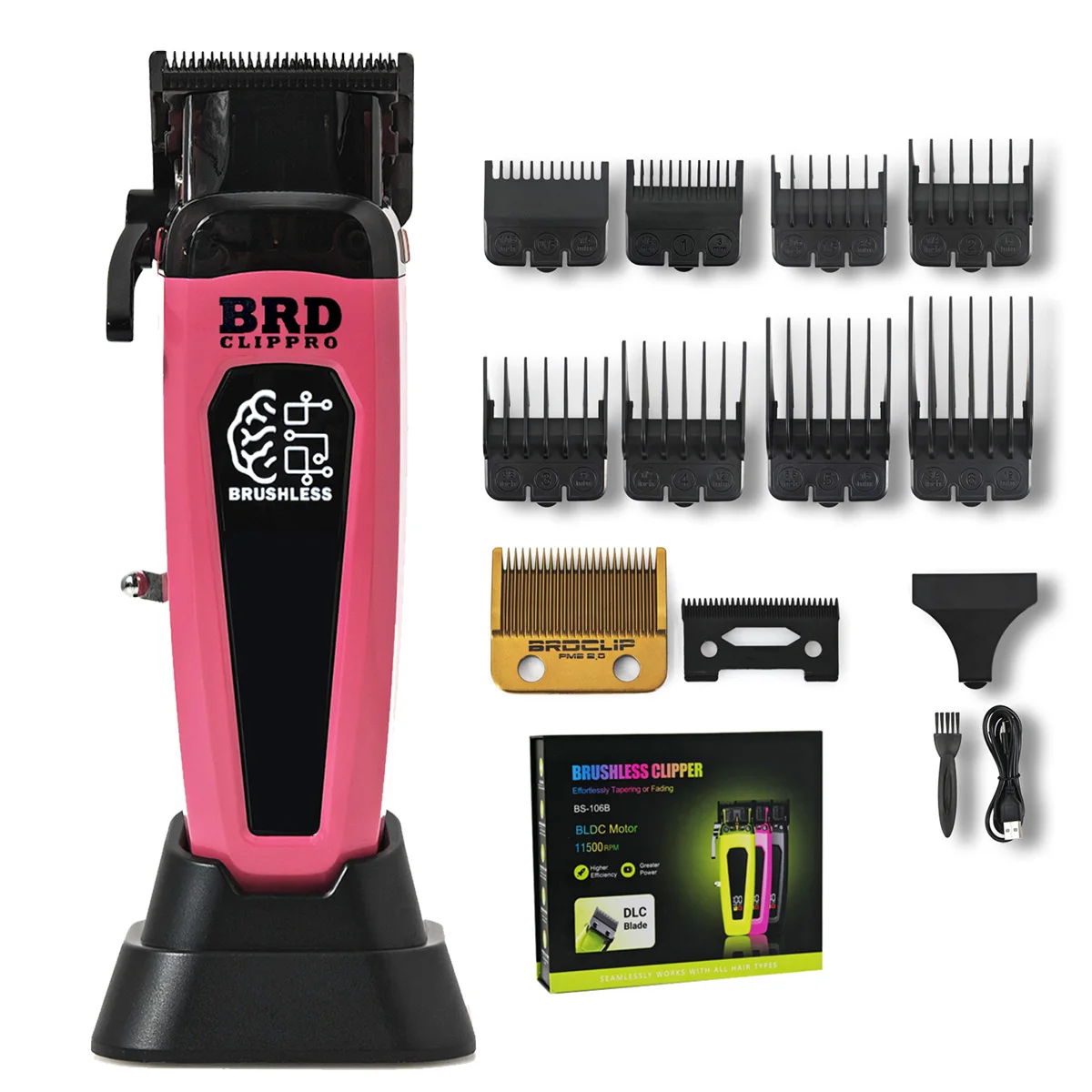 BRDCLIP 7500 RPM Borstelloze Motor Professionele Tondeuse Kapper Haar Snijmachine Kit Salon Tondeuse voor Mannen 106 078