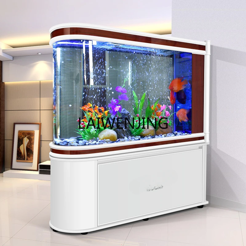 HLZ fish tank aquarium, large glass household screen goldfish tank in the living room