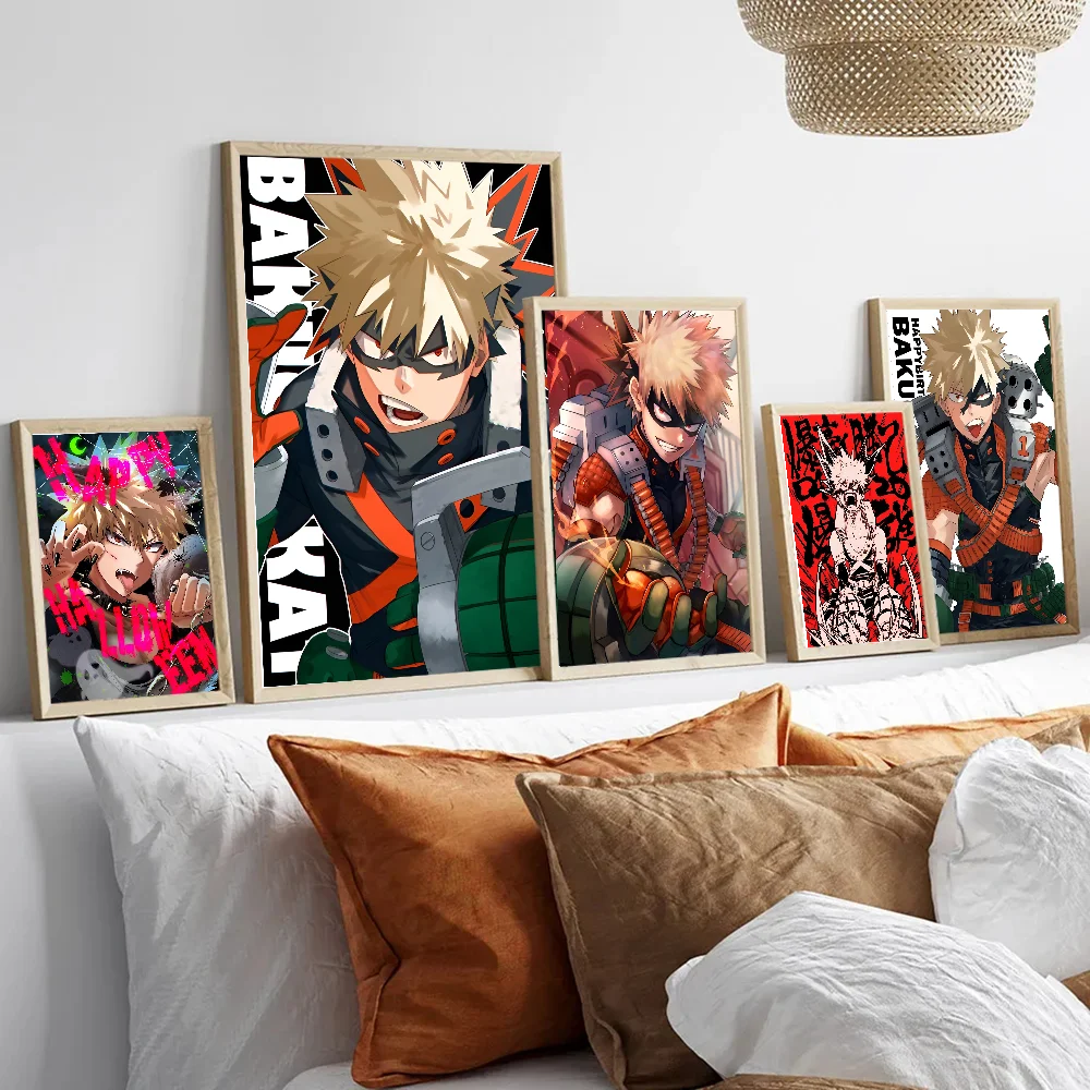 Anime B-Bakugo Katsuki Poster Anime Posters Sticky HD Quality Wall Art Retro Posters for Home Kawaii Room Decor