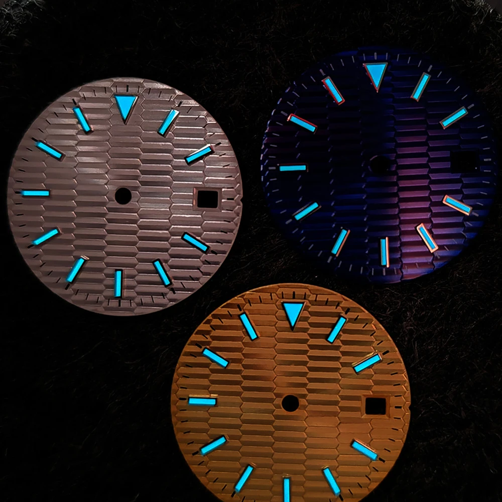 28.5mm dial blue-green Luminous date sterile dial watch replacement accessories ETA 2836 2824 8215 8200 821A 2813 movement - Image 2