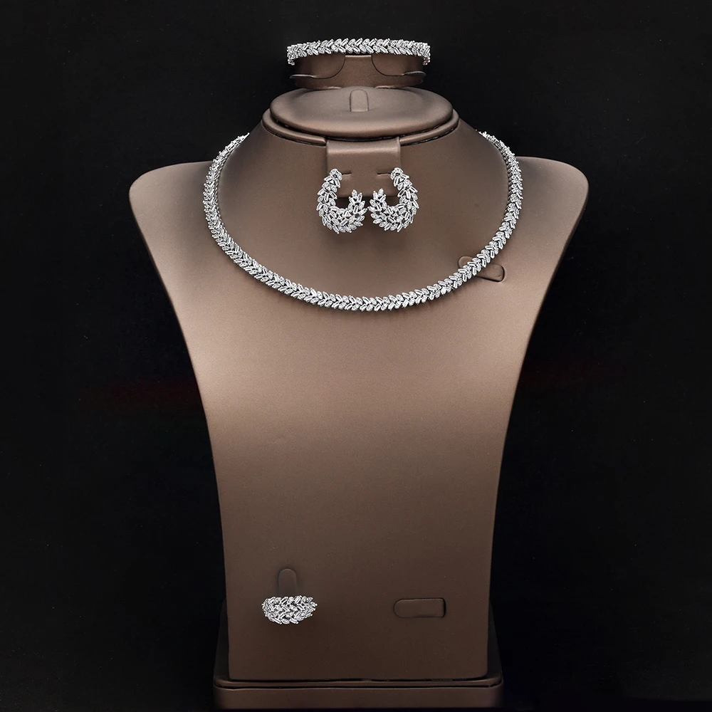 

HIBRIDE Pop Elegant Everyday Necklaces Earrings Bracelets Womens Dress Decorative Jewelry Dubai Festive Wedding Ball Gift S-1040