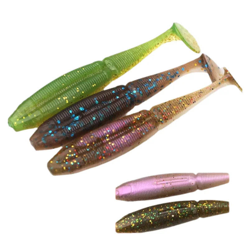 DUODUOYU 8 Stück Schwimmende T-Schwanz Weichköder 2,8g/70mm TPE Swimbait Künstlicher Weichköder Souple Pesca Angelzubehör
