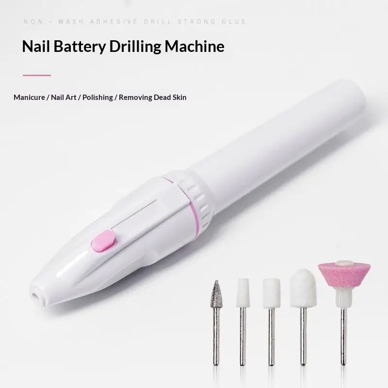 1 Set Portable Cuticle Remover Manicure Pedicure 5 In 1 Electric Nail File Cordless Battery Operated With 5 Attachments